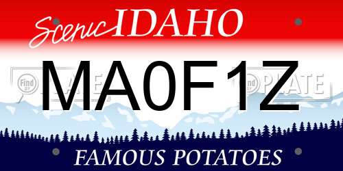 MA0F1Z Idaho License Plate
