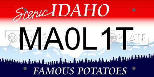 MA0L1T Idaho License Plate