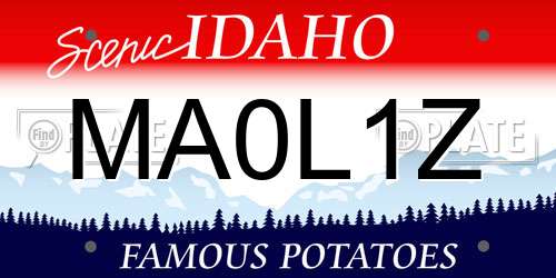 MA0L1Z Idaho License Plate