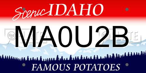 MA0U2B Idaho License Plate
