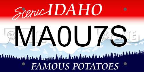 MA0U7S Idaho License Plate