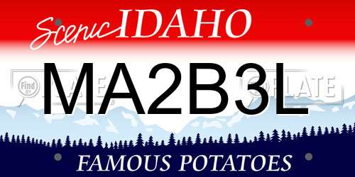 MA2B3L Idaho License Plate