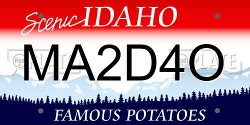 MA2D4O Idaho License Plate
