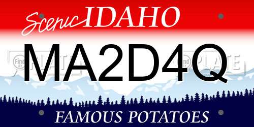 MA2D4Q Idaho License Plate