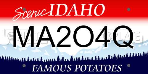 MA2O4Q Idaho License Plate