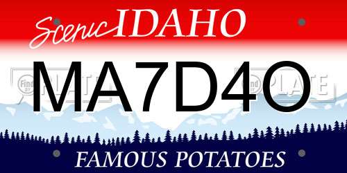 MA7D4O Idaho License Plate