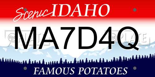 MA7D4Q Idaho License Plate