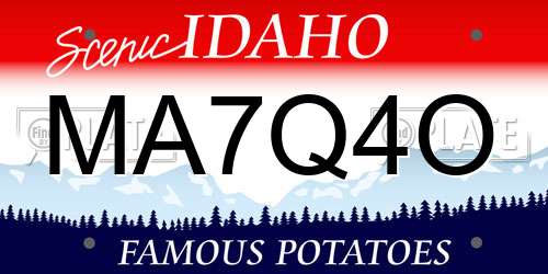MA7Q4O Idaho License Plate