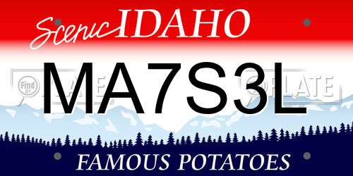 MA7S3L Idaho License Plate