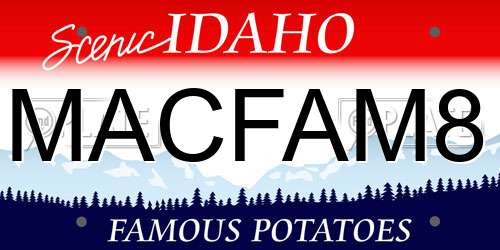 MACFAM8 Idaho License Plate