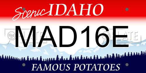 MAD16E Idaho License Plate