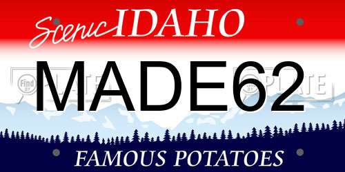 MADE62 Idaho License Plate