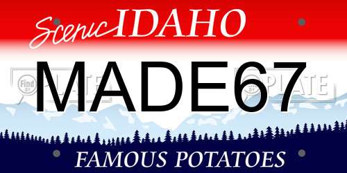 MADE67 Idaho License Plate