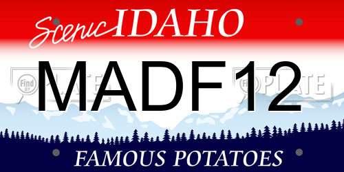 MADF12 Idaho License Plate