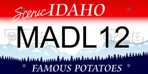 MADL12 Idaho License Plate