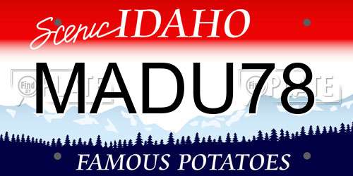 MADU78 Idaho License Plate
