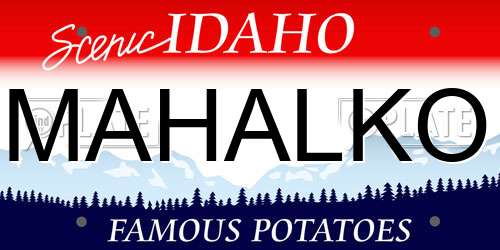 MAHALKO Idaho License Plate