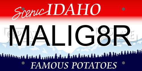 MALIG8R Idaho License Plate
