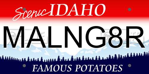 MALNG8R Idaho License Plate