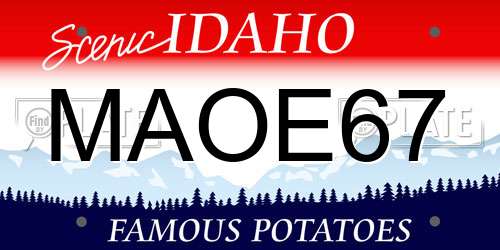 MAOE67 Idaho License Plate