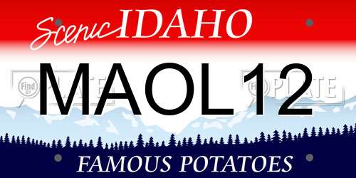 MAOL12 Idaho License Plate
