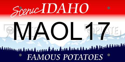 MAOL17 Idaho License Plate