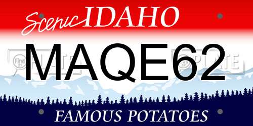MAQE62 Idaho License Plate