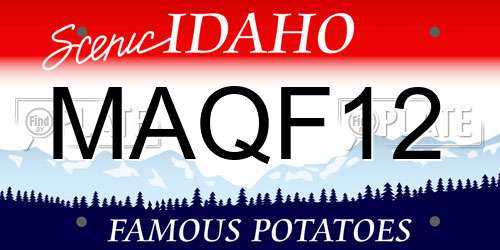 MAQF12 Idaho License Plate