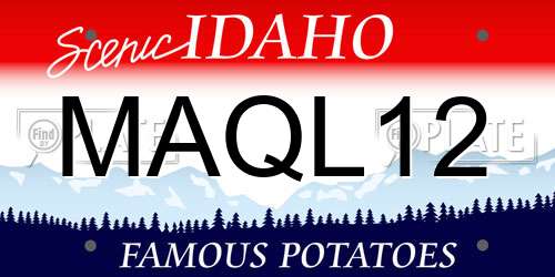 MAQL12 Idaho License Plate