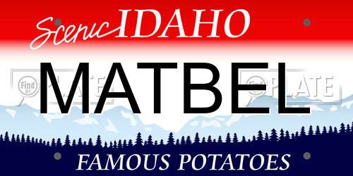 MATBEL Idaho License Plate