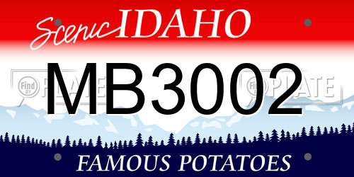 MB3002 Idaho License Plate