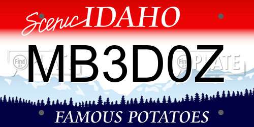 MB3D0Z Idaho License Plate