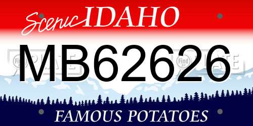 MB62626 Idaho License Plate