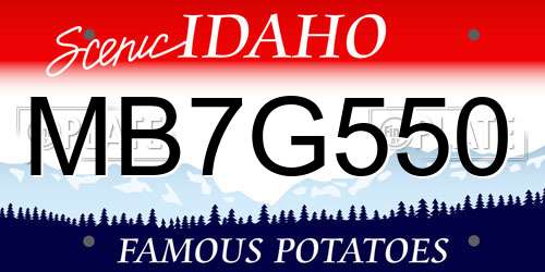 MB7G550 Idaho License Plate
