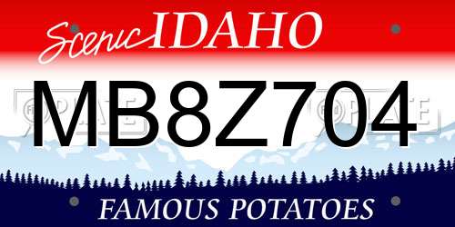 MB8Z704 Idaho License Plate