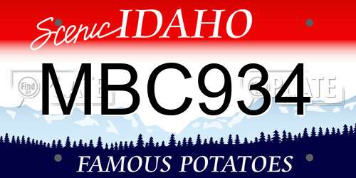 MBC934 Idaho License Plate