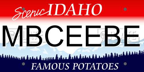 MBCEEBE Idaho License Plate