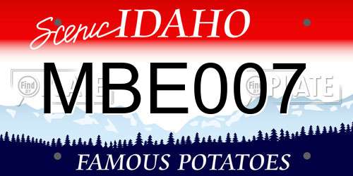 MBE007 Idaho License Plate