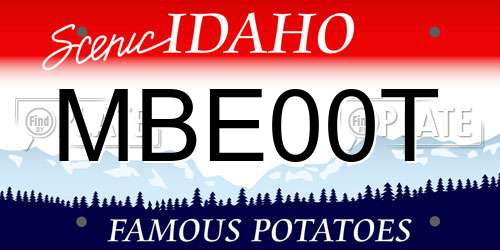 MBE00T Idaho License Plate