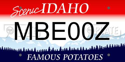MBE00Z Idaho License Plate
