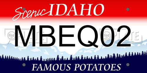 MBEQ02 Idaho License Plate