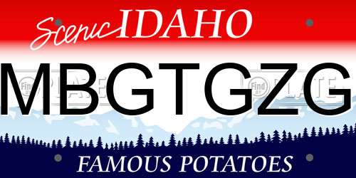 MBGTGZG Idaho License Plate