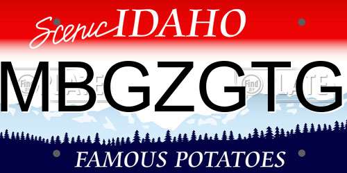 MBGZGTG Idaho License Plate