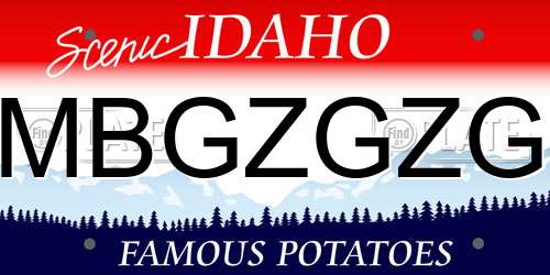 MBGZGZG Idaho License Plate