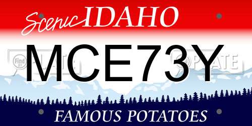 MCE73Y Idaho License Plate