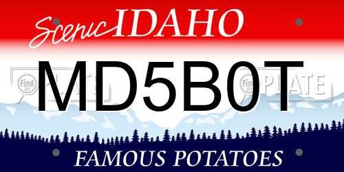 MD5B0T Idaho License Plate