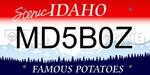 MD5B0Z Idaho License Plate
