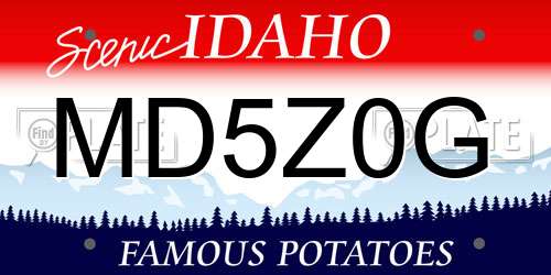 MD5Z0G Idaho License Plate