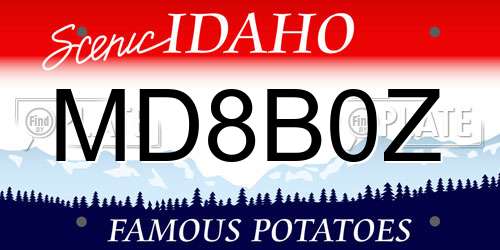 MD8B0Z Idaho License Plate