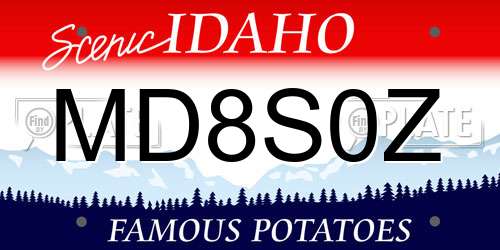MD8S0Z Idaho License Plate
